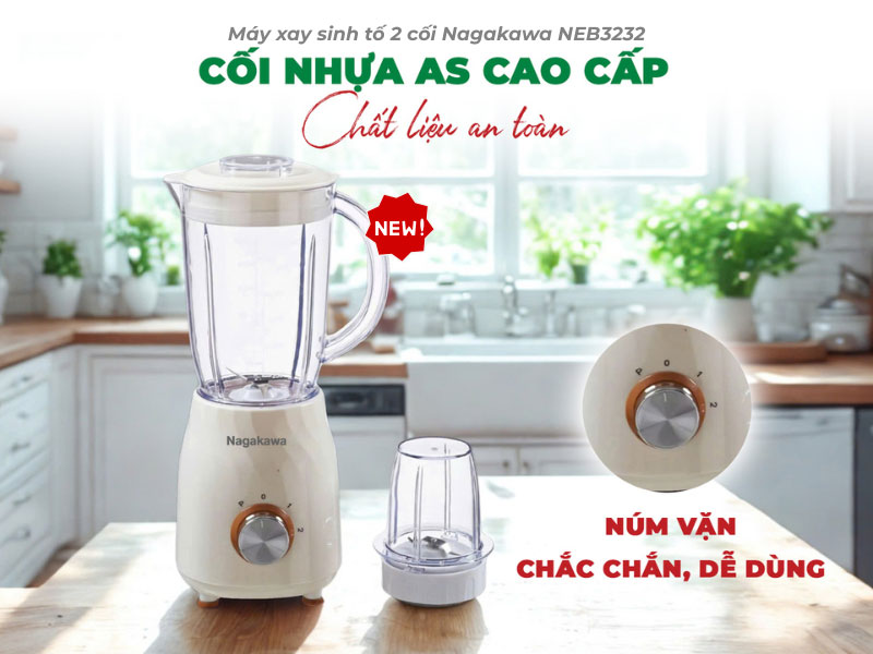 Máy xay sinh tố 2 cối Nagakawa NEB3232