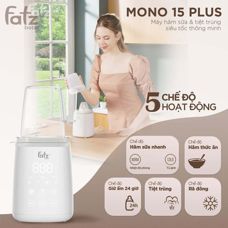 Máy hâm sữa & tiệt trùng siêu tốc thông minh Mono 15 Plus FB3006LD