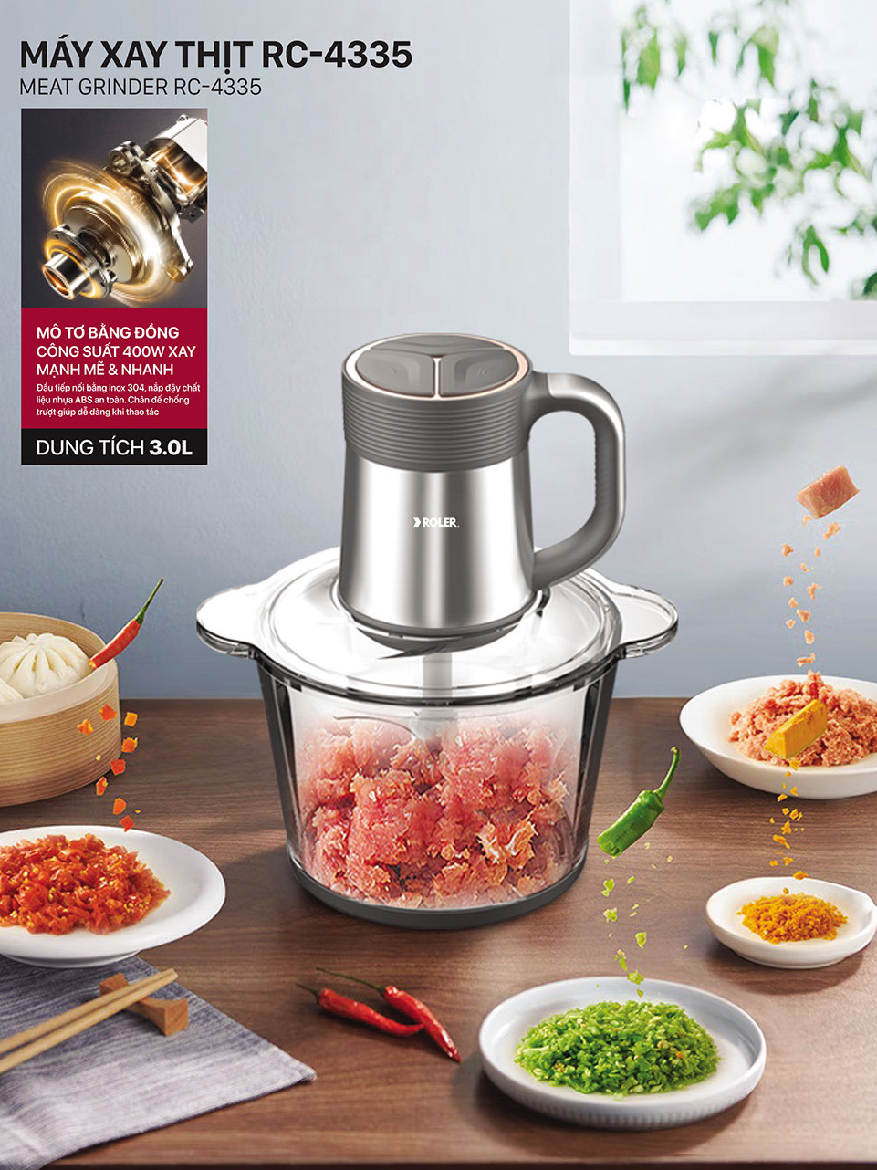 Máy xay thịt đa năng Roler RC-4335