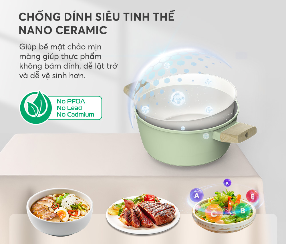 Bộ nồi phủ sứ Nano đáy từ Sunhouse Healthy SHG7979MT1