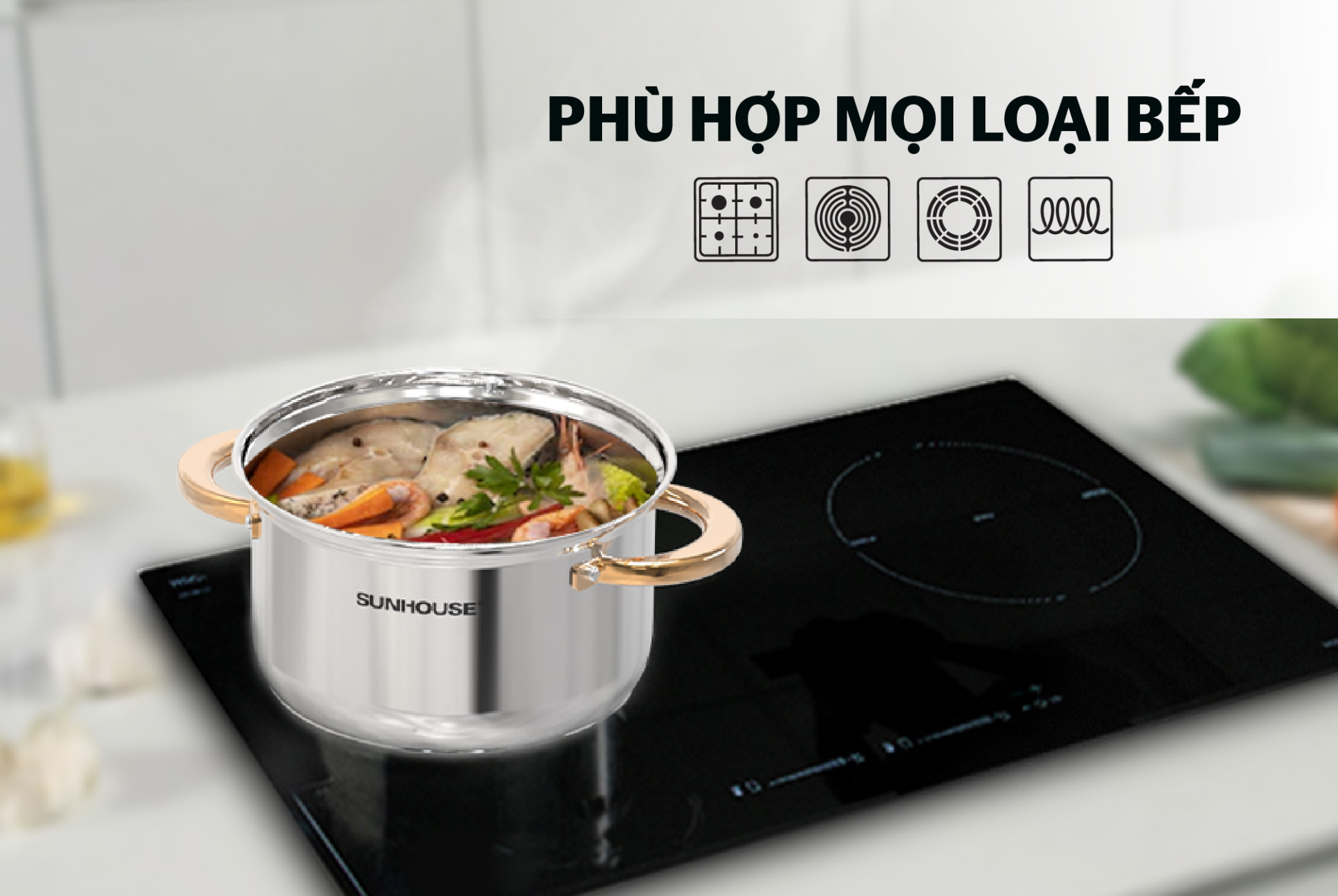 Bộ nồi chảo inox Sunhouse