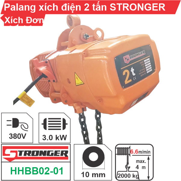 Palang xích điện Stronger 2T 4m Single Fall
