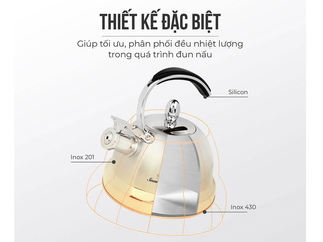 Ấm đun nước inox Smartcook SM8280OL