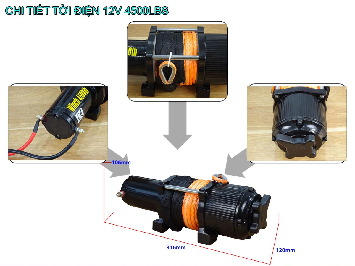 Tời điện Stronger 4500LBS (12V)