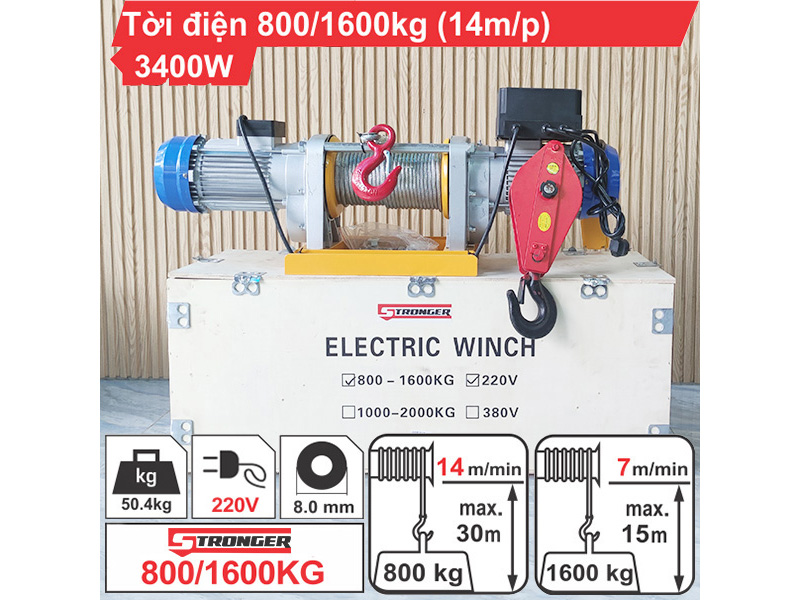 Tời điện Stronger 800kg - 1600kg 
