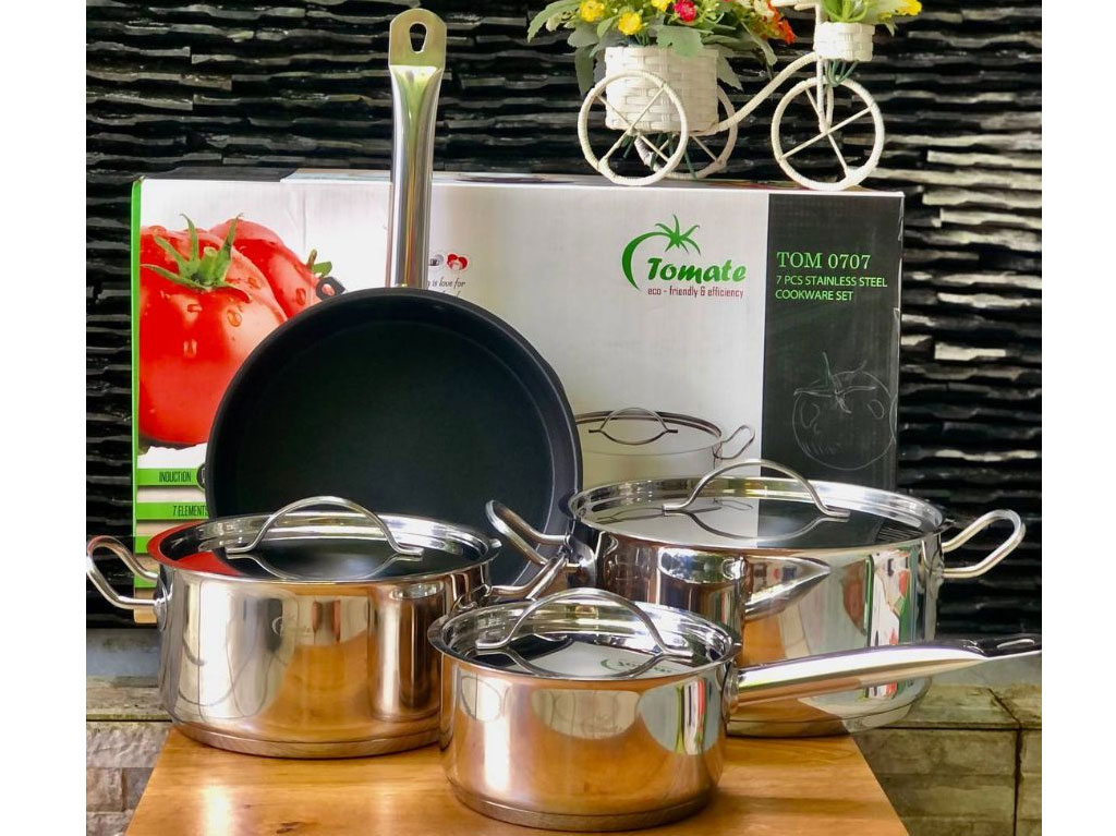 Bộ nồi chảo 7 món inox 304 Tomate TOM 0707