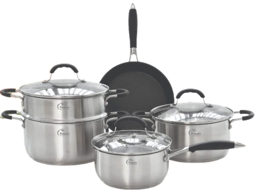 Bộ nồi chảo 8 món inox 304 Tomate TOM 0708