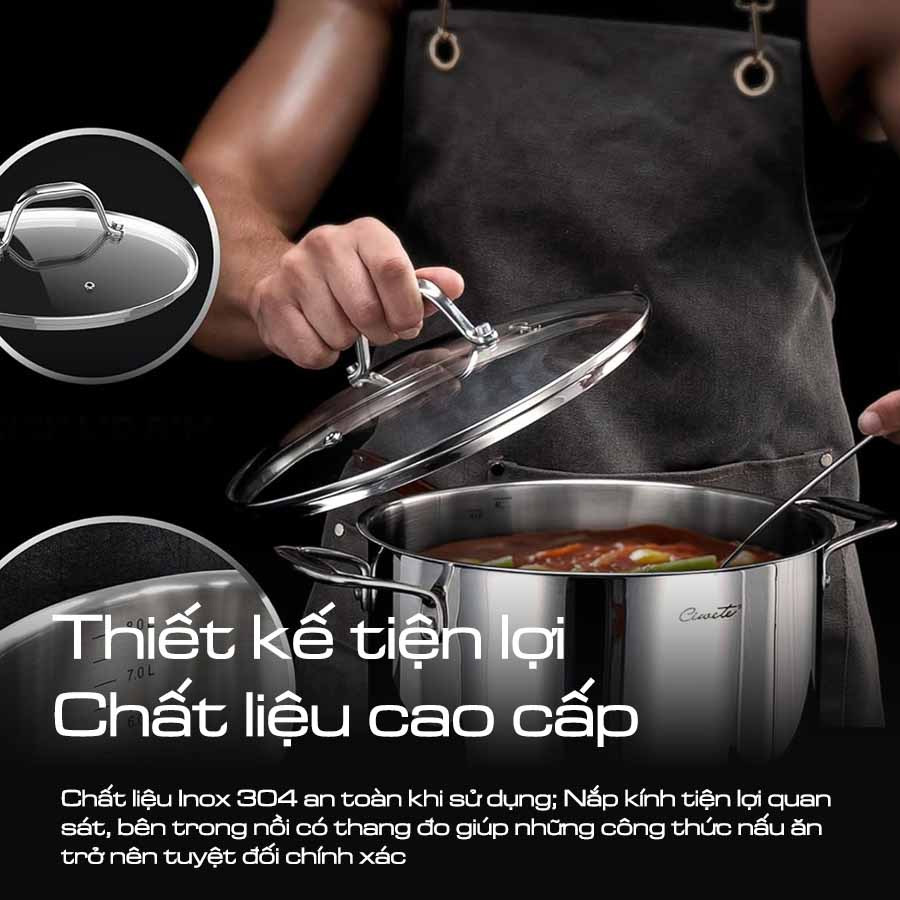 Bộ nồi inox cao cấp Ciwete 7 món SS0103-11PC NEW-NS