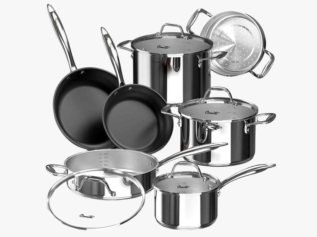 Bộ nồi inox cao cấp Ciwete 7 món SS0103-11PC NEW-NS (chảo chống dính)