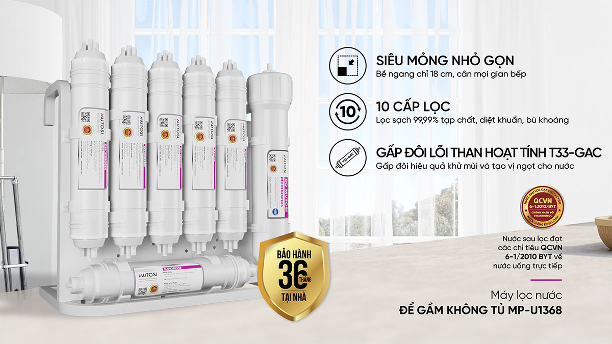 Máy lọc nước để gầm 10 lõi Mutosi MP-U1368