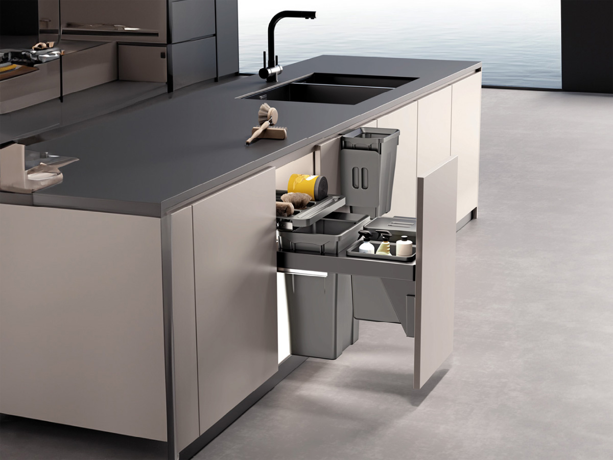 Thùng rác đôi cánh kéo âm tủ GrandX XW.D30