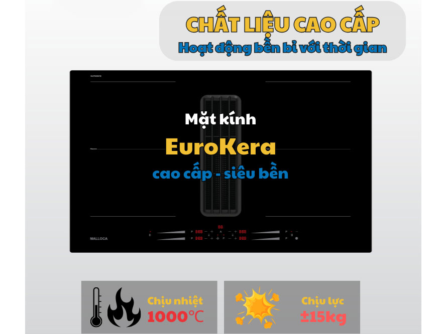 Bếp từ kết hợp máy hút mùi Malloca HIH 860 FZ