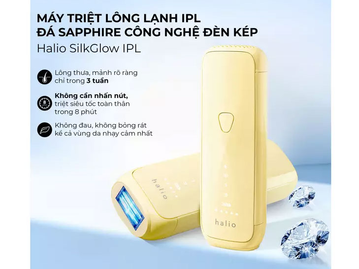 Máy triệt lông Halio SilkGlow IPL Sapphire Cooling Hair Removal Device