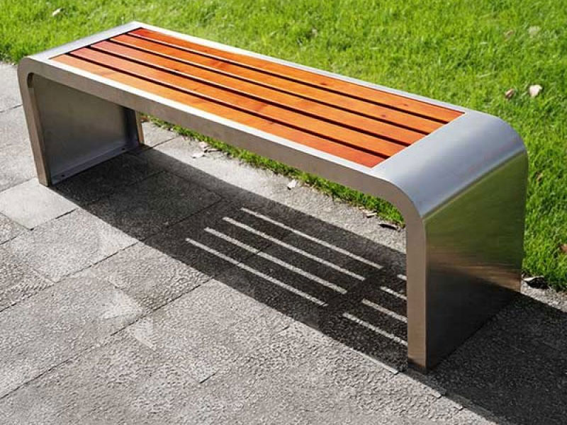 Ghế công viên inox không tựa gỗ nhựa 150cm
