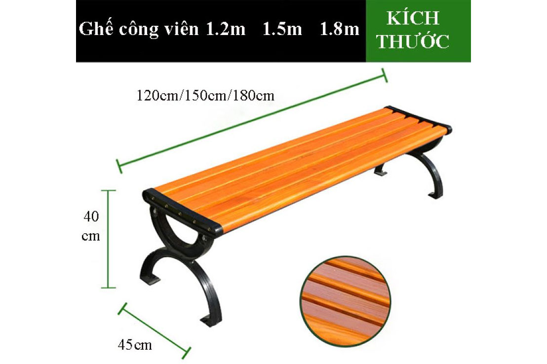 Ghế công viên không tựa gỗ nhựa 