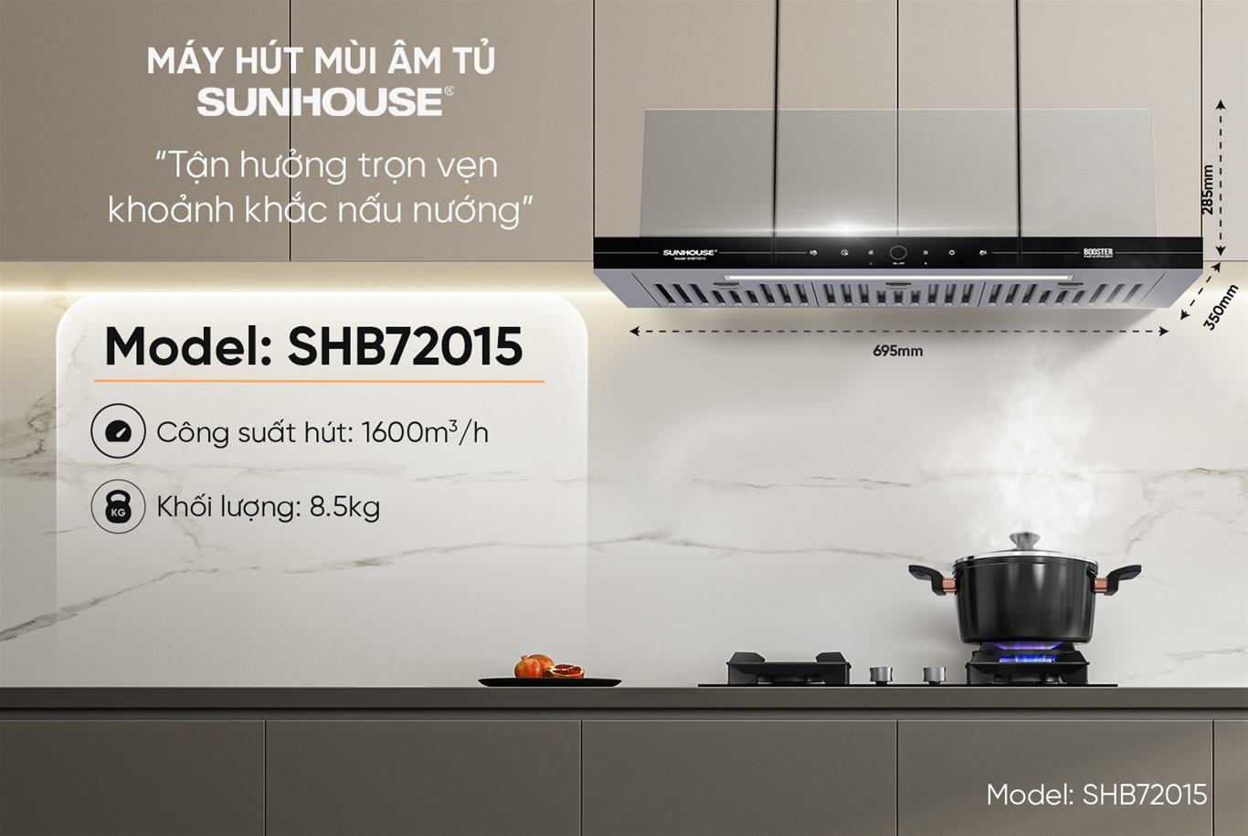 Máy hút mùi âm tủ Sunhouse  