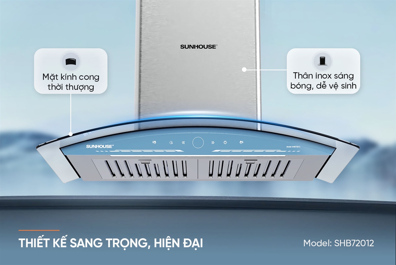 Máy hút mùi kính cong Sunhouse SHB72012