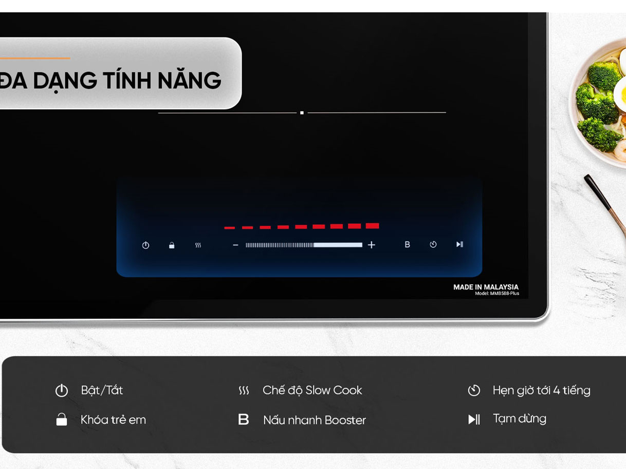 Bếp từ 2 vùng nấu