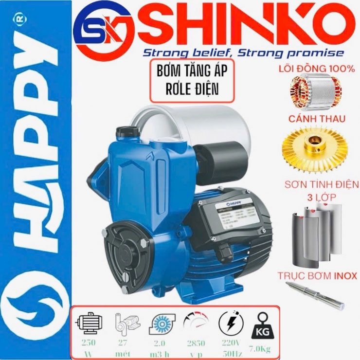 Máy bơm tăng áp điện tử Happy HTA250ATH 