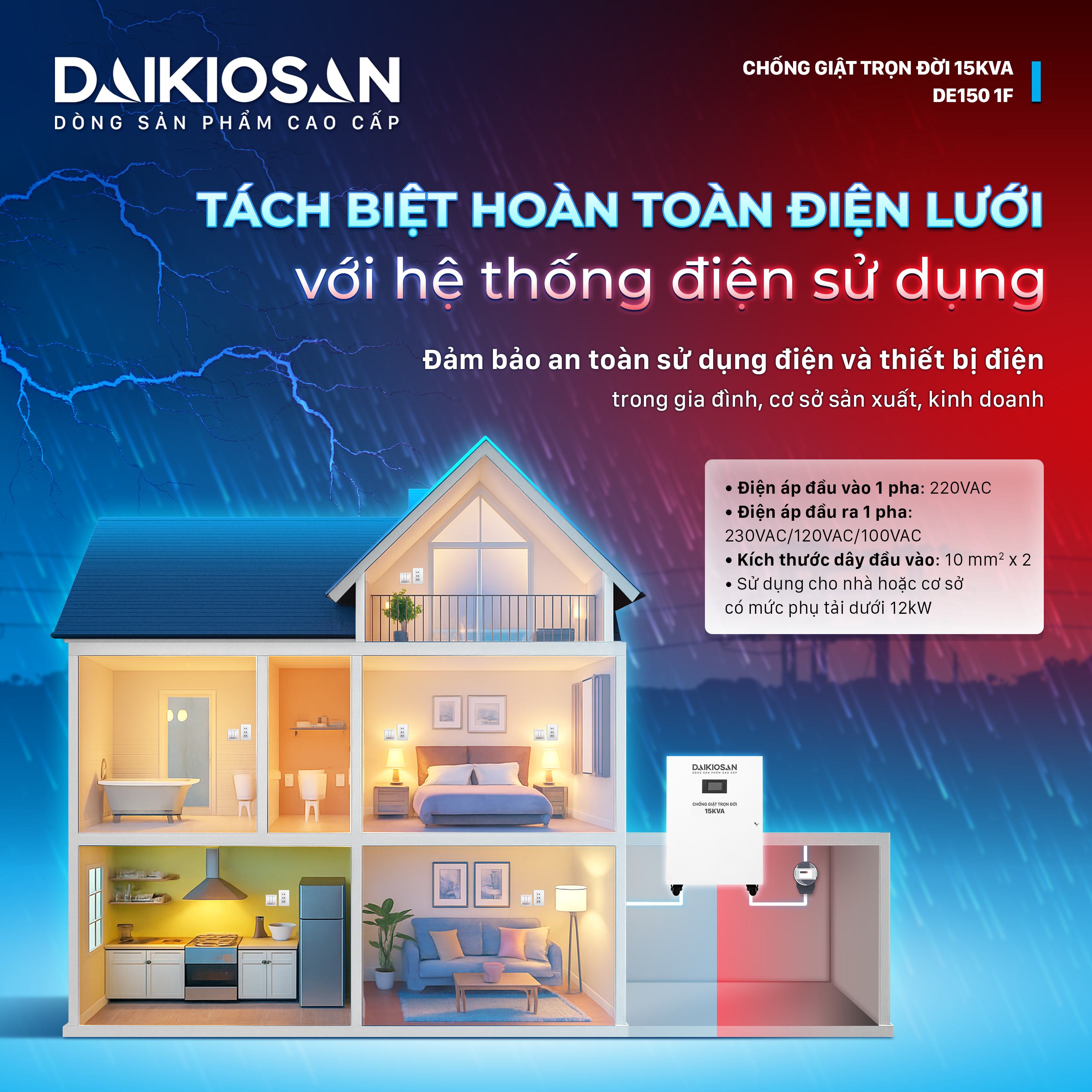 Thiết bị chống giật giúp tách biệt hoàn toàn điện lưới Thiết bị chống giật