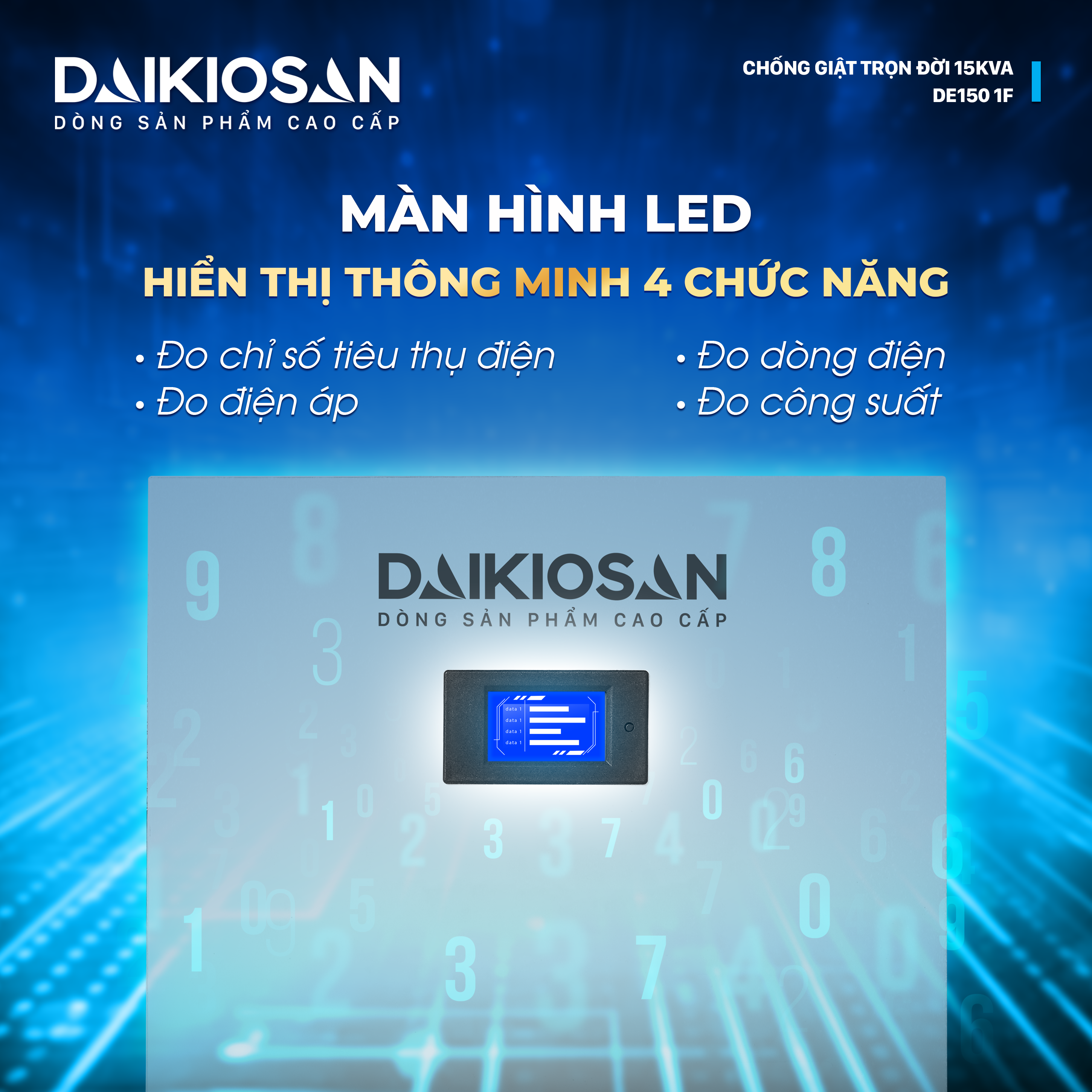Thiết bị chống giật Daikiosan có màn hình Led hiển thị 4 chức năng Thiết bị chống giật Daikiosan