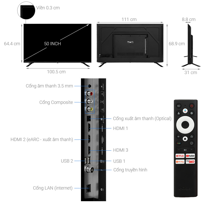 Google Tivi Casper 50 inch D50UGC620