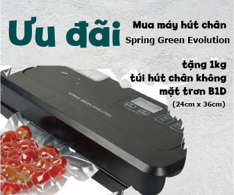 Tặng 1kg túi hút chân không mặt trơn B1D khi mua máy hút chân không Spring Green Evolution Tặng 1kg túi hút chân không mặt trơn B1D khi mua máy hút chân không Spring Green Evolution