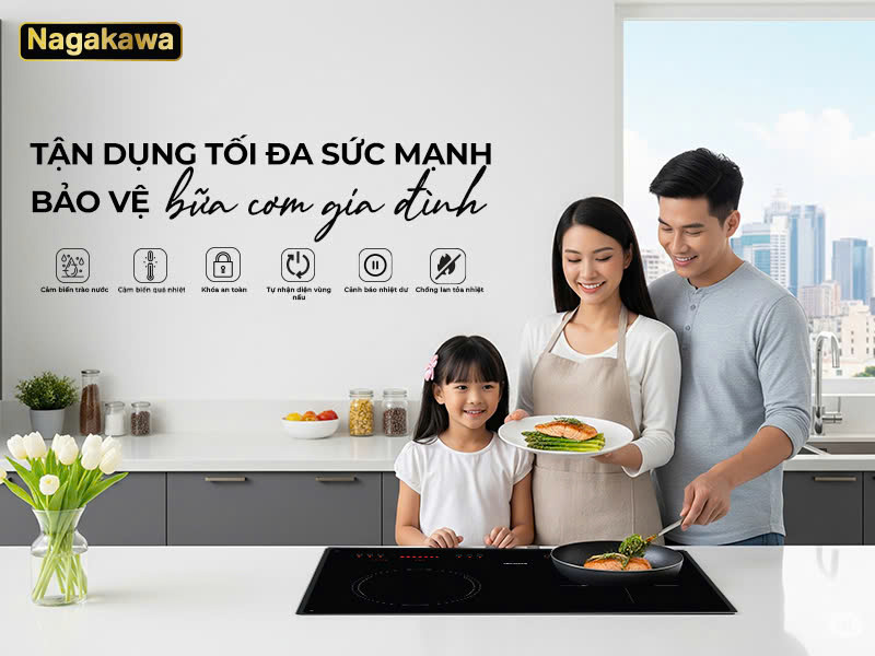 Bếp đôi 1 điện từ 1 hồng ngoại Nagakawa