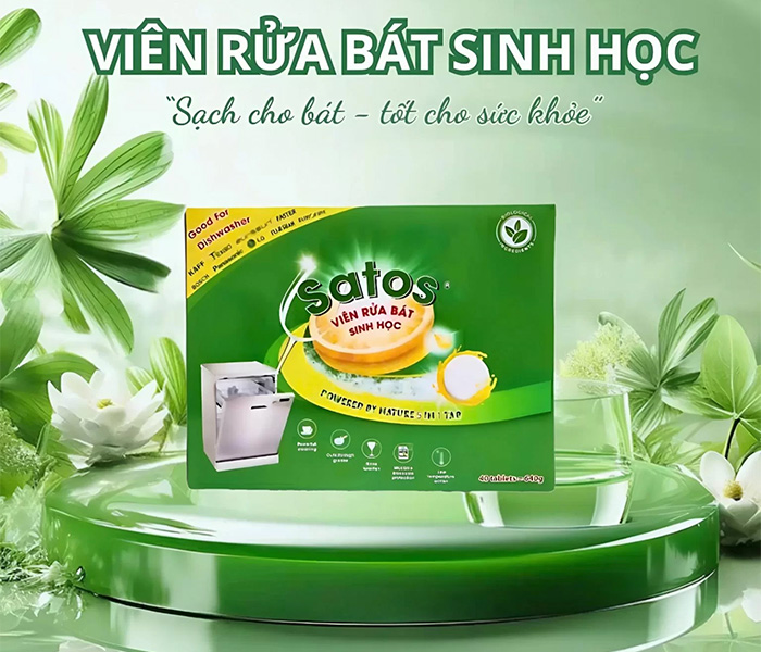 Viên rửa bát sinh học Satos hộp 40 viên
