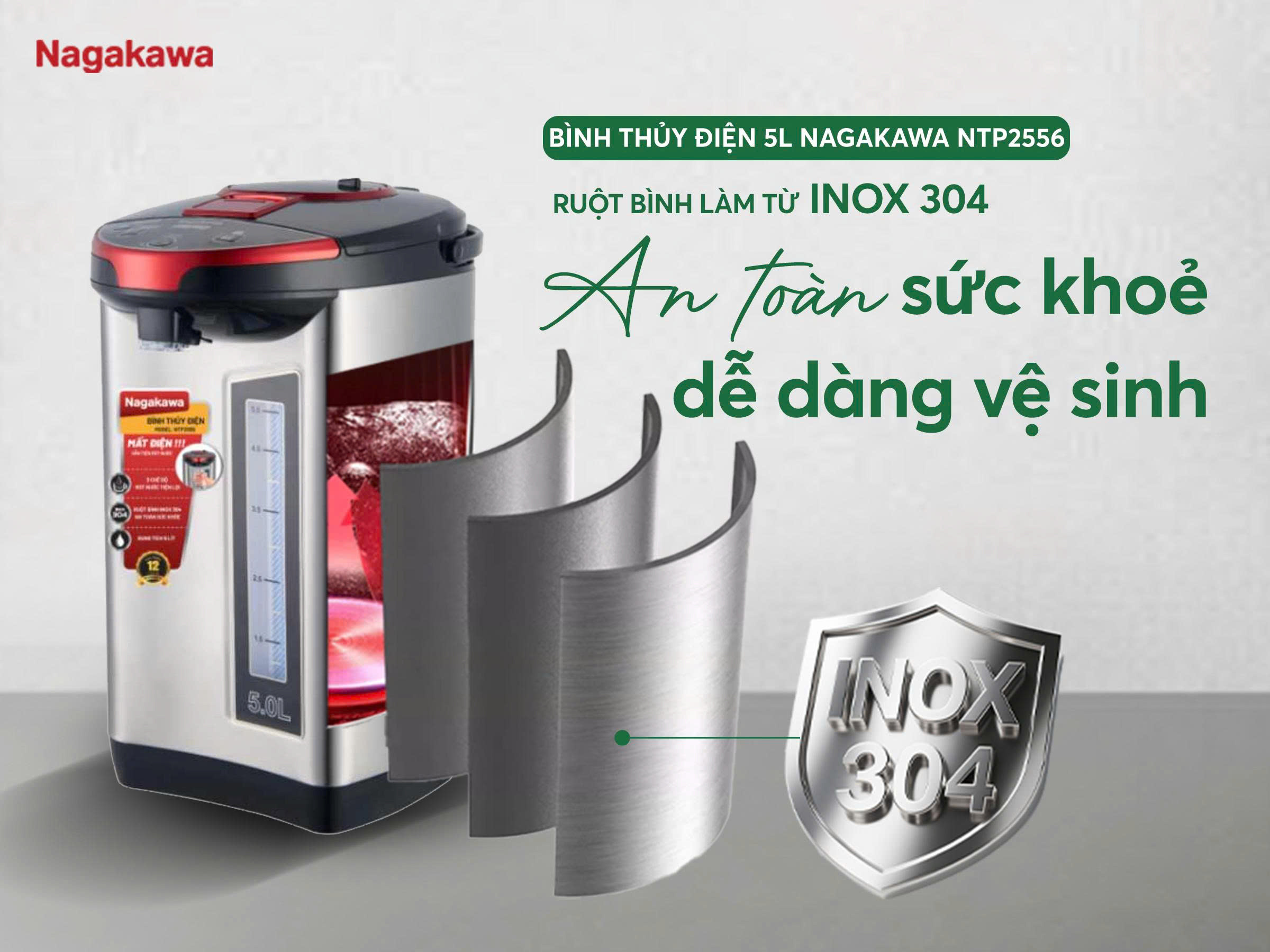 Bình đun 5L Nagakawa NTP2556