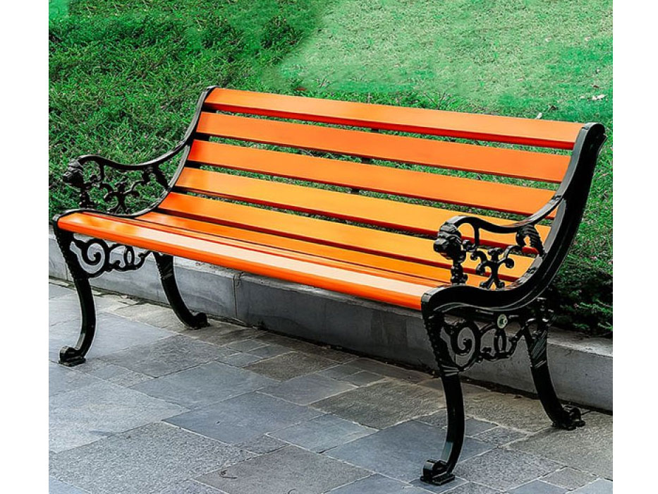 Ghế công viên có tựa gỗ nhựa đầu hổ 120cm