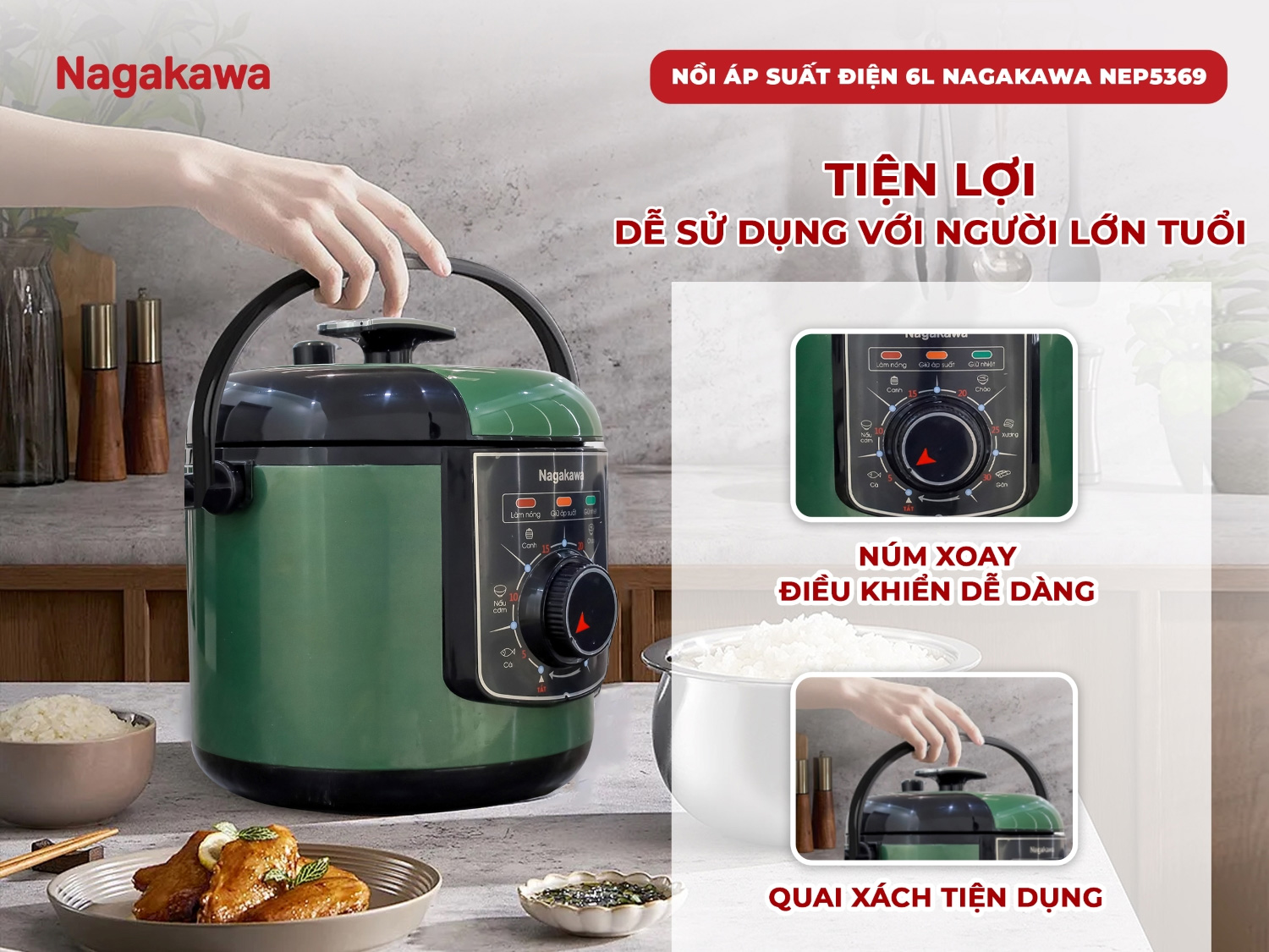 Nồi áp suất điện 6L Nagakawa NEP5369