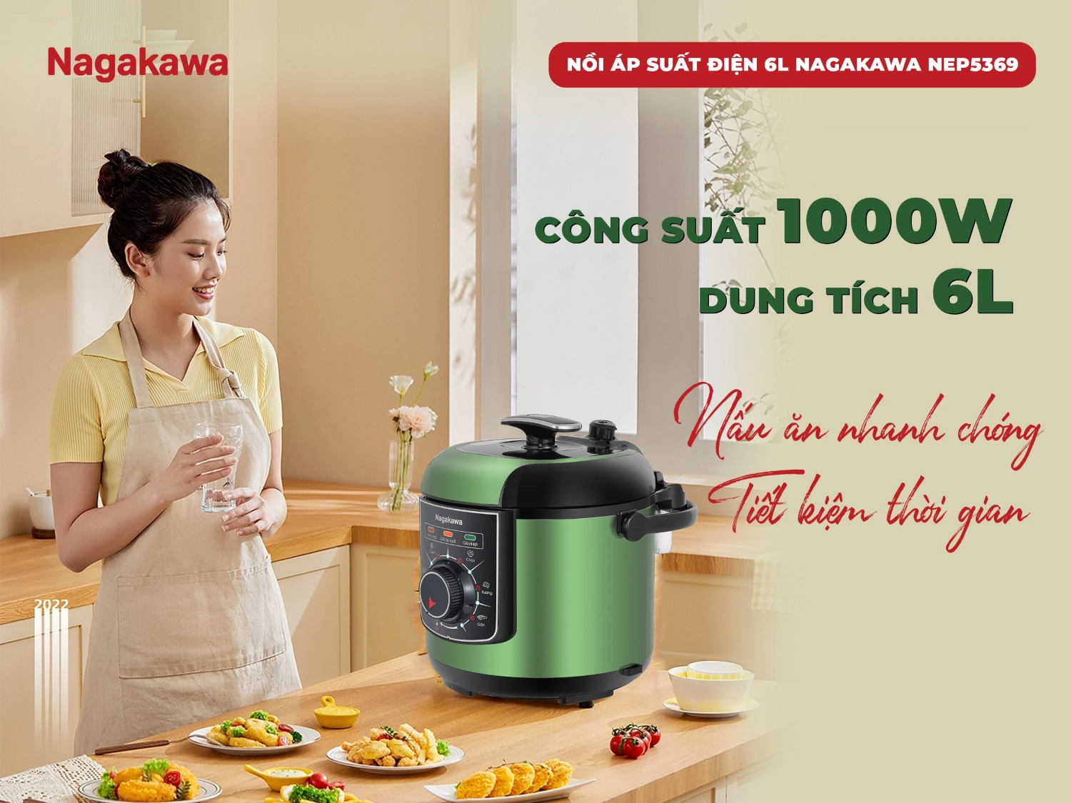 Nồi áp suất điện Inox 304 Nagakawa NEP5369