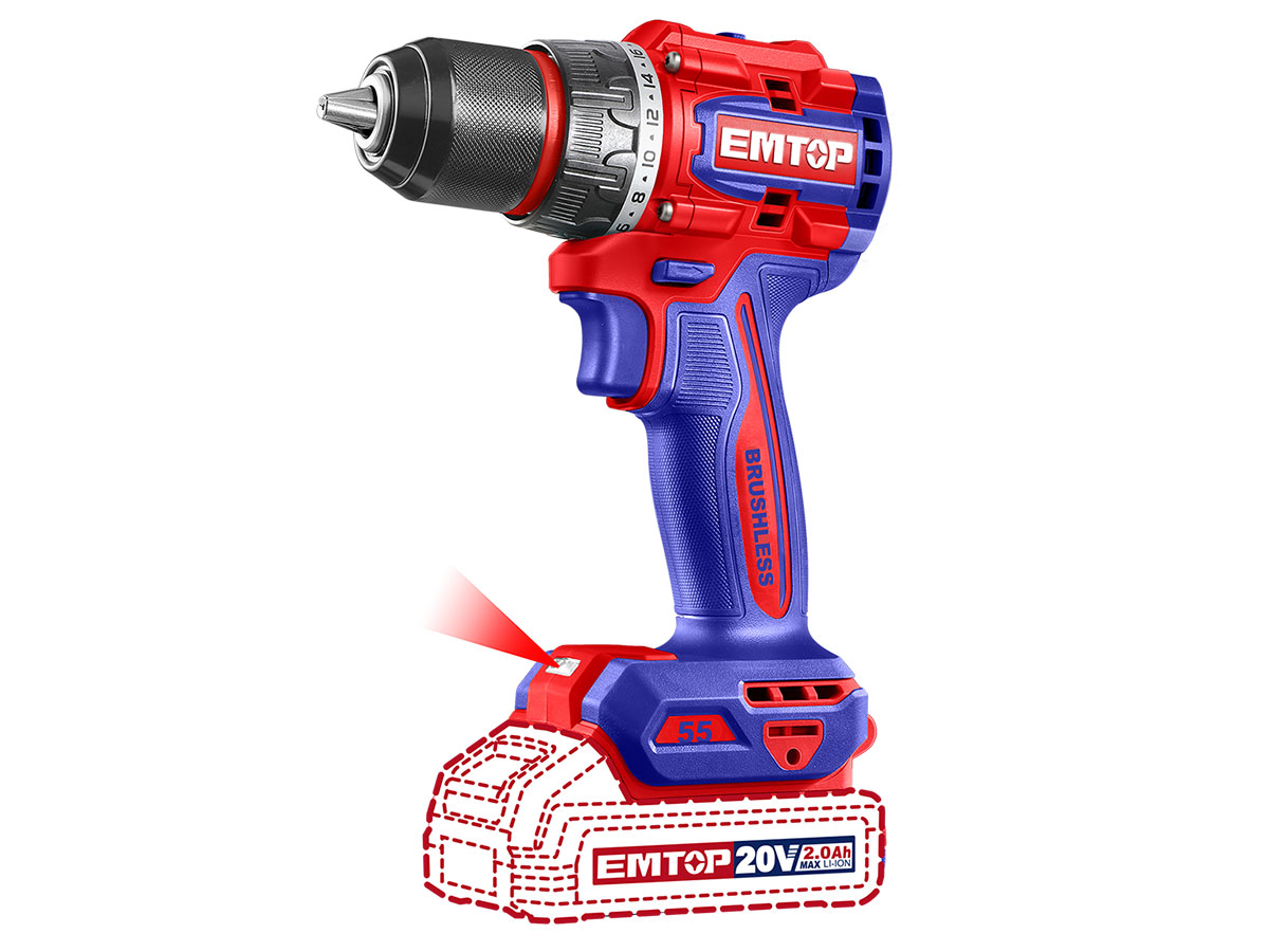 Thân máy khoan pin Emtop ECDL205581 (20V - 13mm)