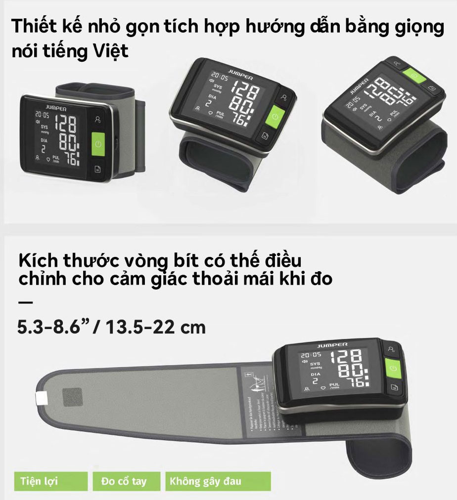 Máy đo huyết áp cổ tay điện tử Jumper JPD-HWA10