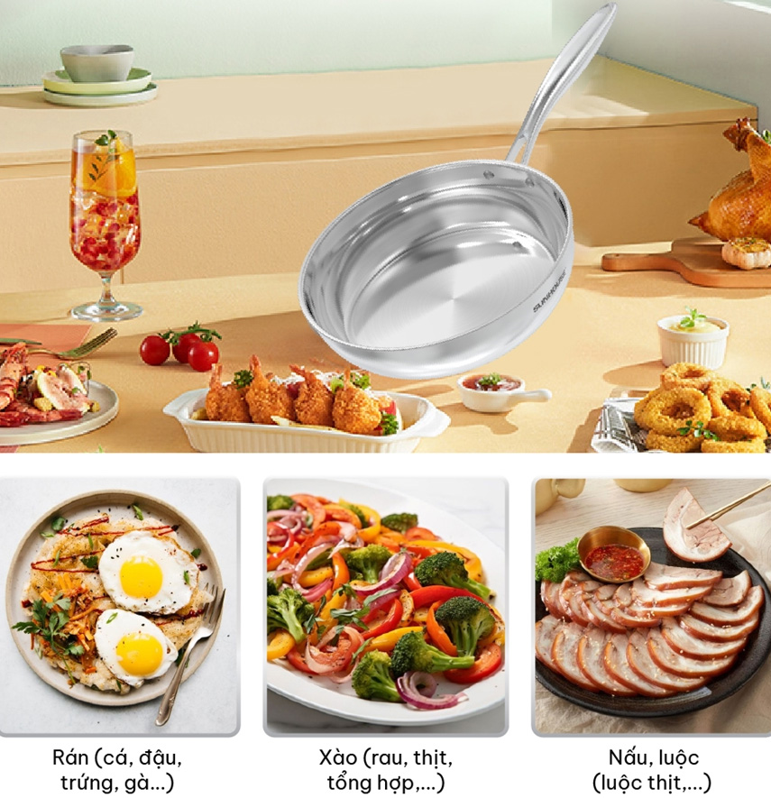Chảo Inox đa lớp Sunhouse IN24M6E