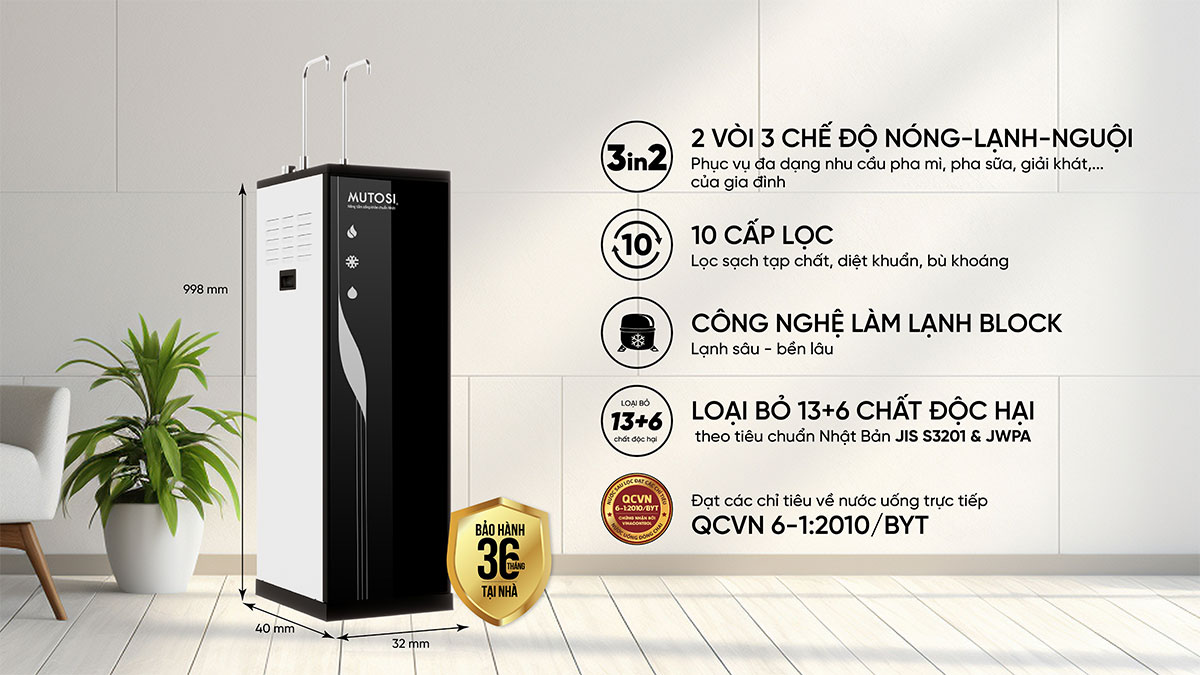 Máy lọc nước nóng lạnh Mutosi 