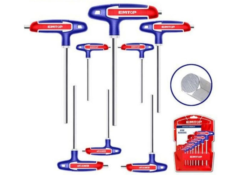 Bộ lục giác tay cầm chữ T 8 chiếc Emtop ETHW6061