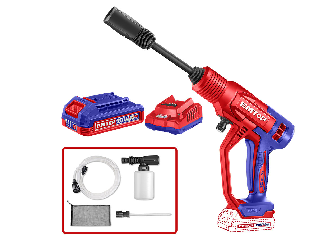 Máy rửa xe dùng pin 20V Emtop ELPW20362 (1 pin 2AH, sạc)