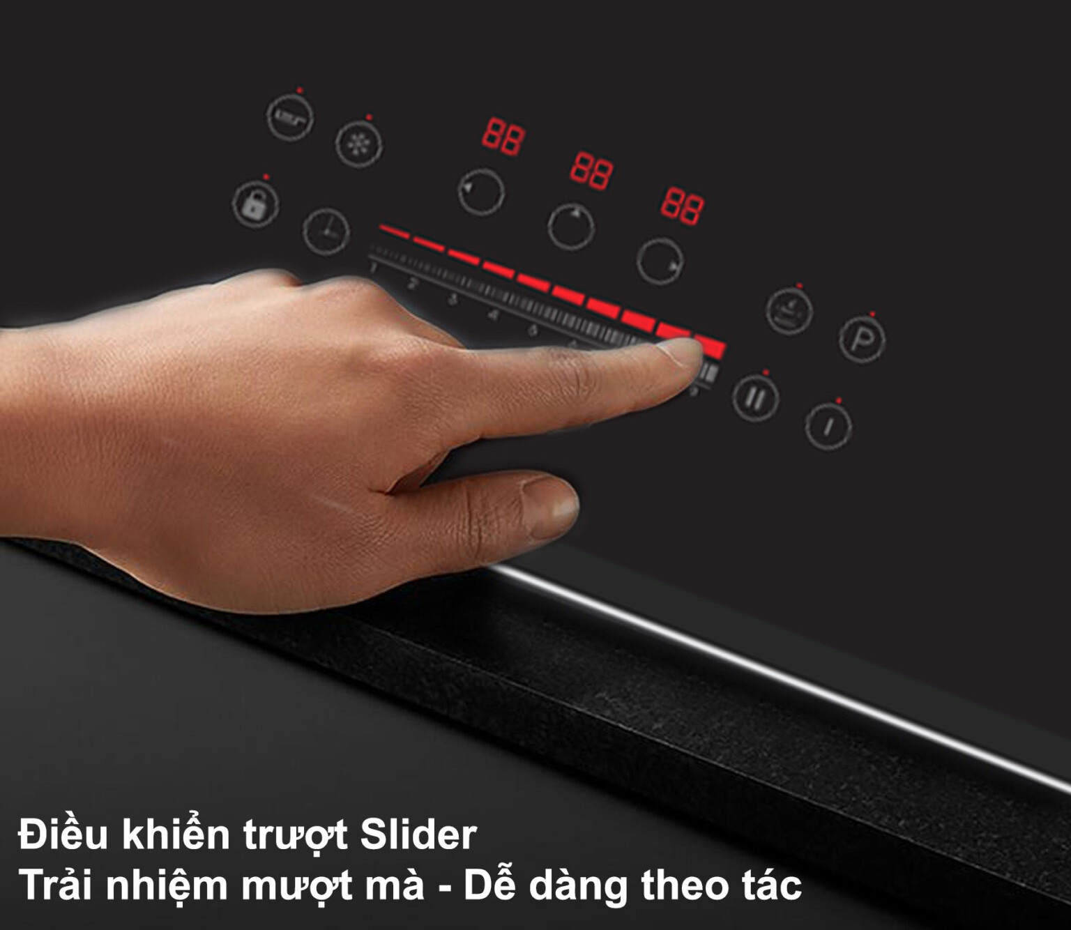 Bảng điều khiển cảm ứng Slider mượt mà Bếp từ Lorca LCI-309 Plus