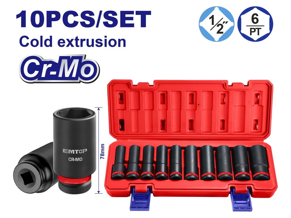 Bộ 10 đầu tuýp dài 1/2 inch Emtop EMSS12102L
