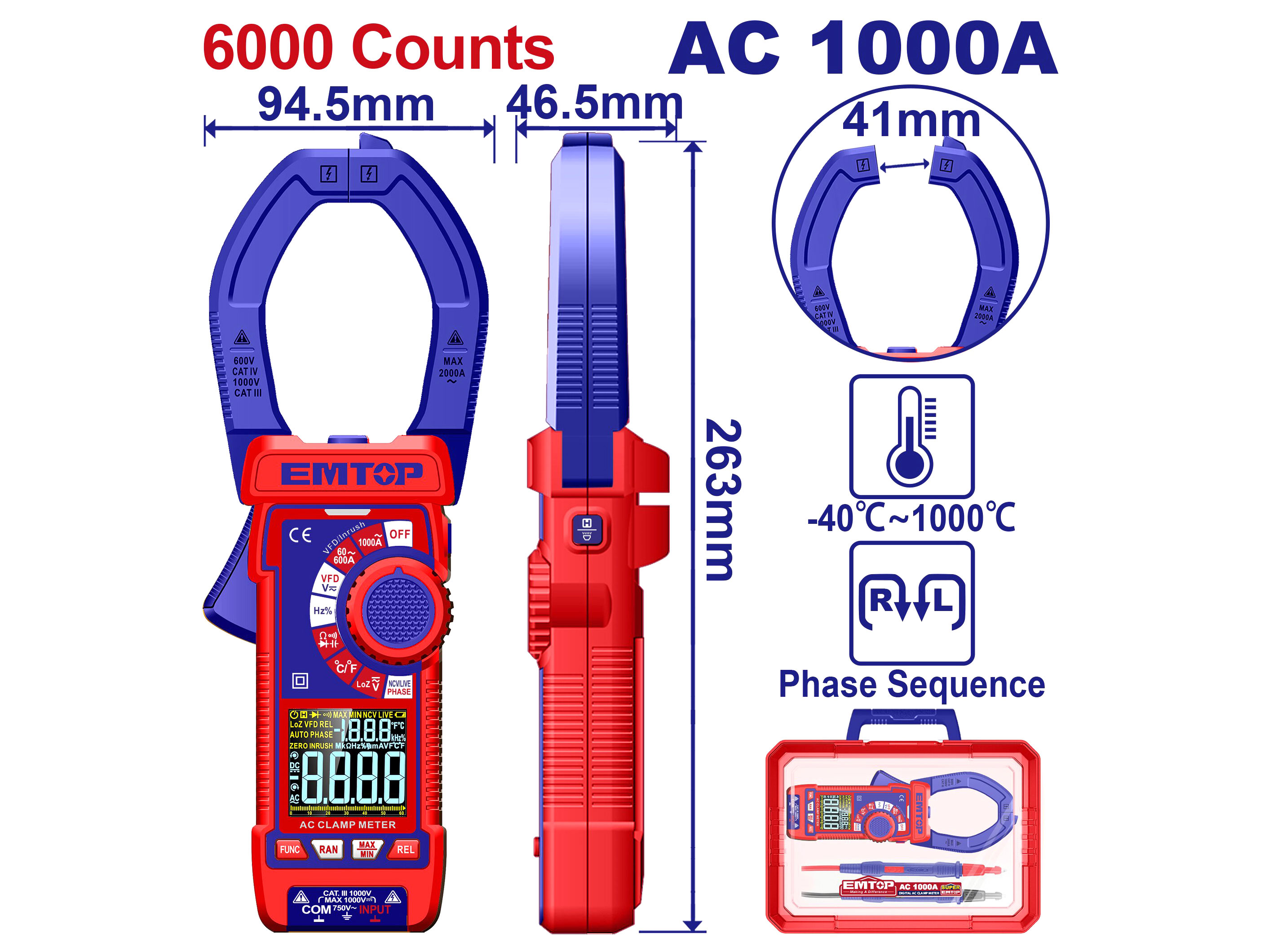 Đồng hồ kẹp AC kỹ thuật số Emtop EDMR7610001