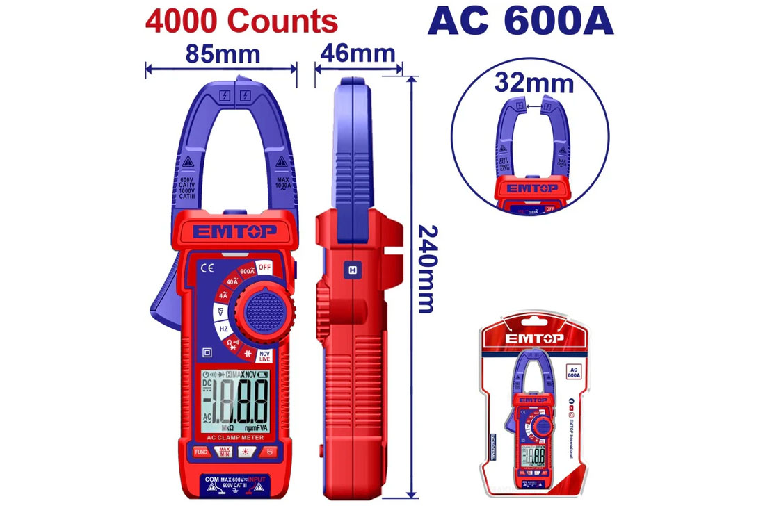 Đồng hồ kẹp AC kỹ thuật số Emtop EDMR766001