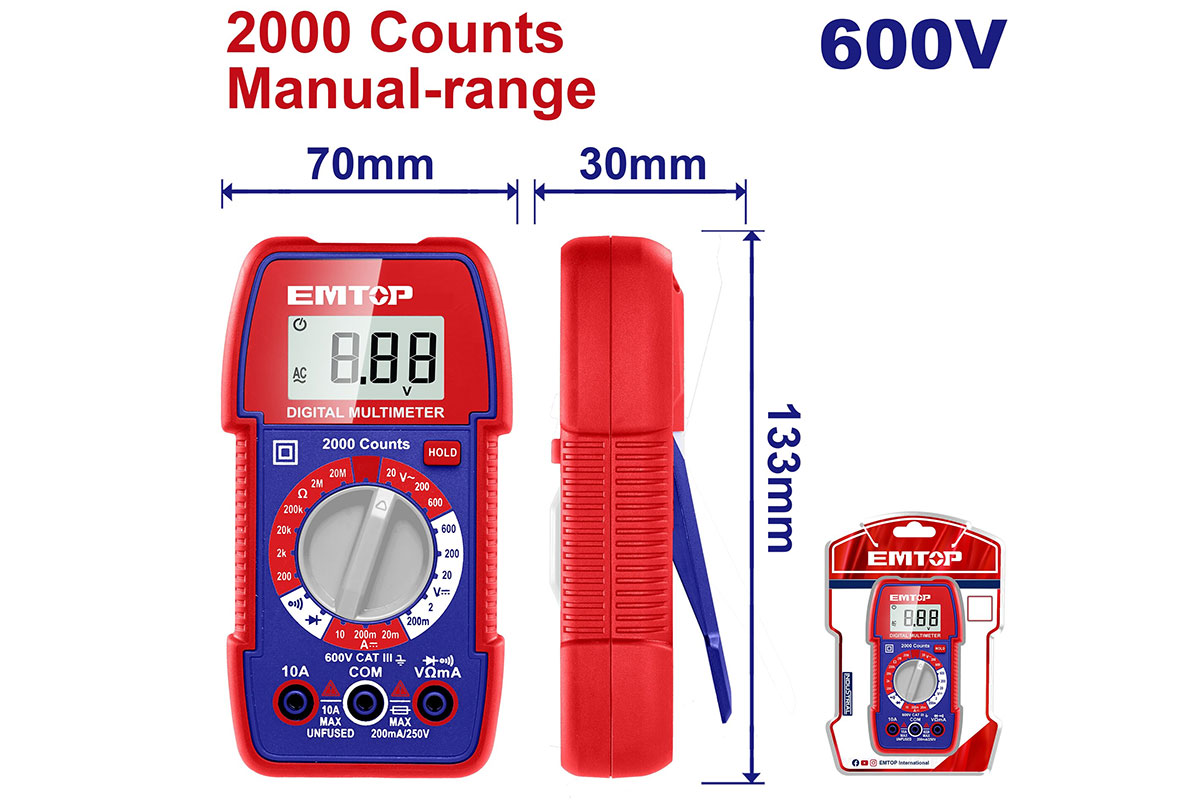Đồng hồ vạn năng kỹ thuật số Emtop EDMR5360011 Đồng hồ vạn năng kỹ thuật số Emtop EDMR5360011