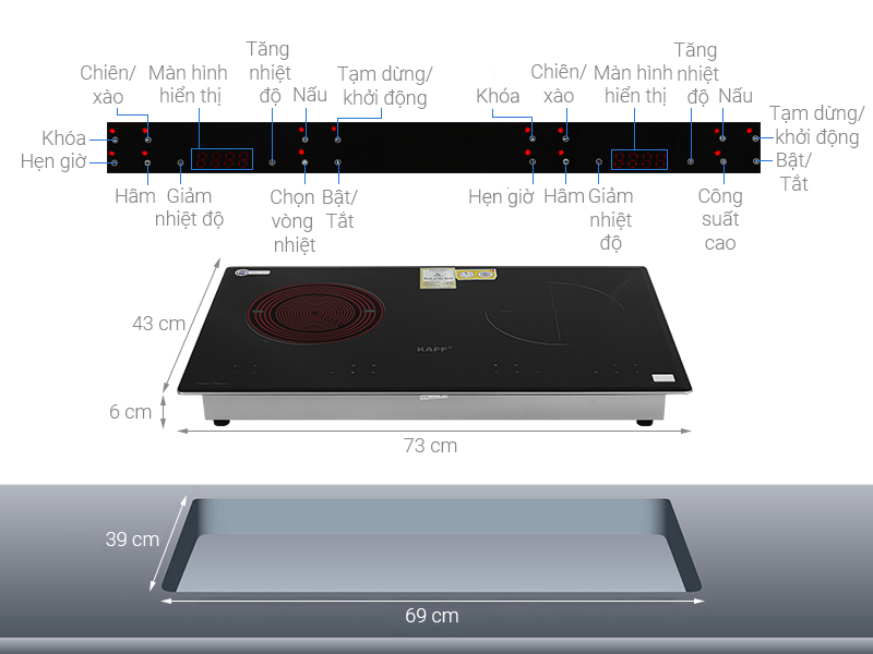 Bếp từ hồng ngoại lắp âm Kaff KF-073IC