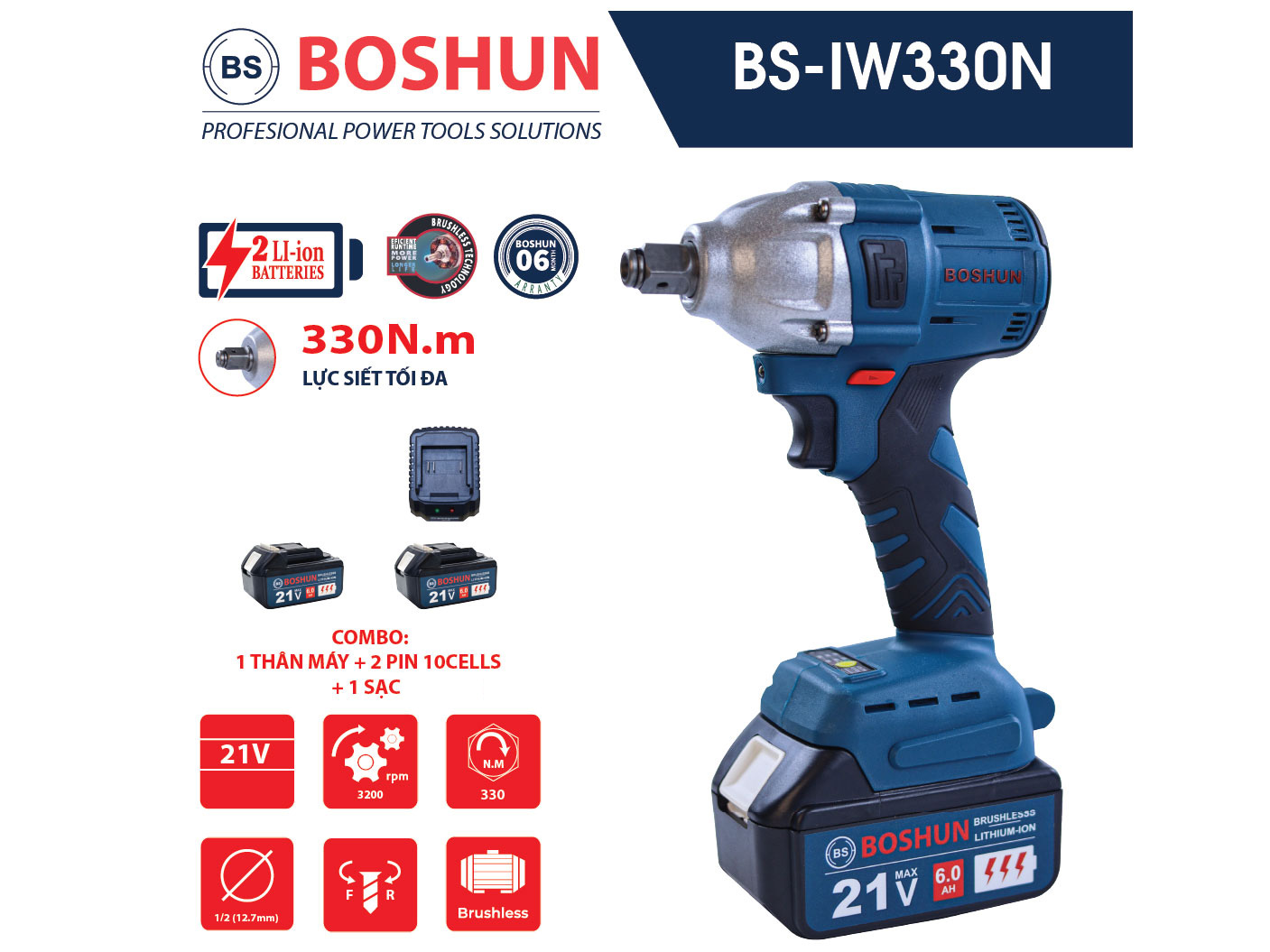 Máy siết bu lông Boshun BS-IW330N