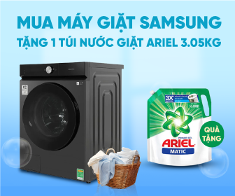 Tặng 1 túi nước giặt Ariel 3.05kg khi mua máy giặt Samsung Tặng 1 túi nước giặt Ariel 3.05kg khi mua máy giặt Samsung