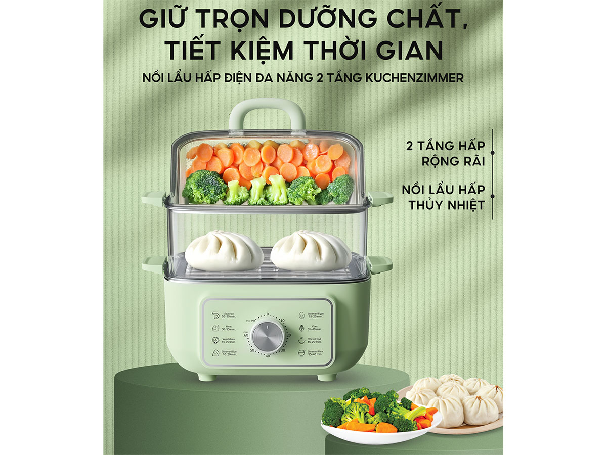 Nồi lẩu hấp điện đa năng 2 tầng Kuchenzimmer 013604