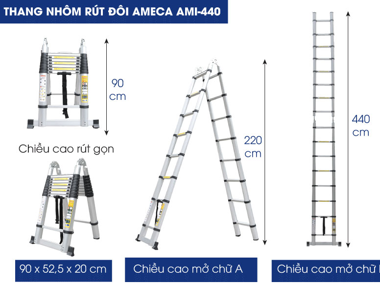 Thang nhôm rút đôi Ameca  