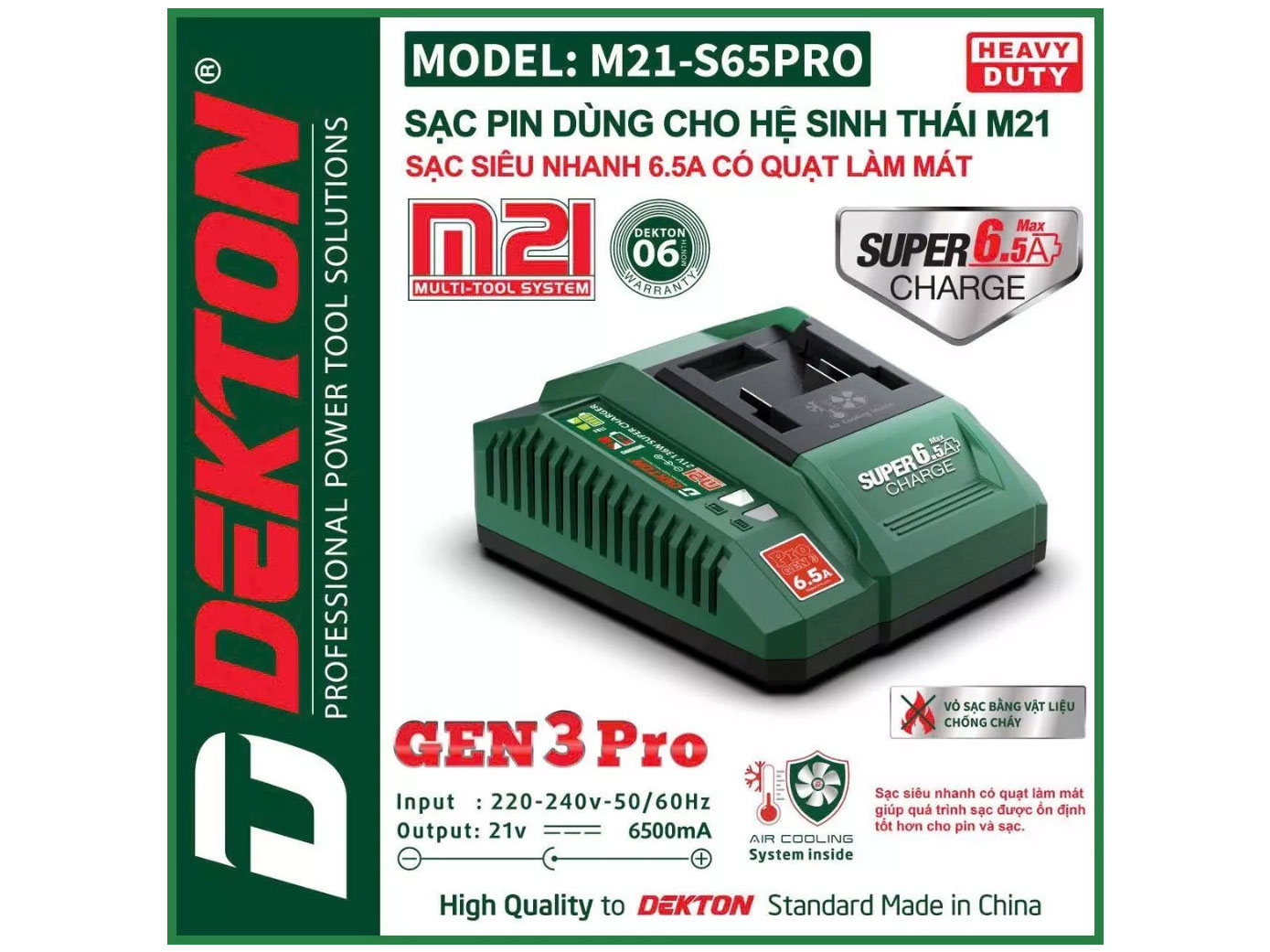 Sạc pin nhanh 21V Dekton M21-S65PRO